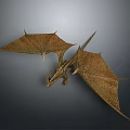 Flying Pterosaur 3D Render With Detailed Textured Wings On Gray Background