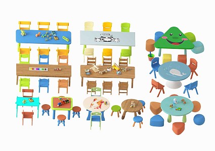 Nordic Children's Desks and Chairs Children's Desks and Chairs 3d model