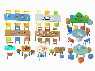 Nordic Children's Desks and Chairs Children's Desks and Chairs 3d model