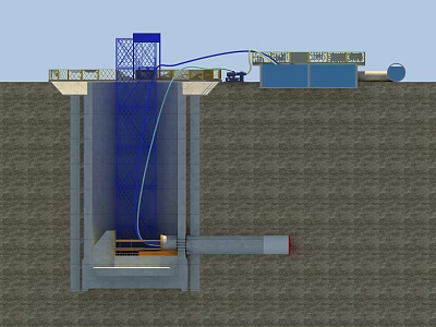 Underground Building Component Featuring Concrete Structure Blue Pipeline And Construction Platform 3d model