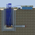 Underground Building Component Featuring Concrete Structure Blue Pipeline And Construction Platform