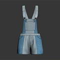 Blue And Gray Short Overalls With Suspenders For Casual Everyday Wear
