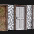 Variety Of Elegant Swing Doors Featuring Wooden Panels Glass Inserts And Patterned Wallpaper