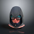 Tactical Weapon Gear Head Model With Gray Hood Green Goggles And Neck Protective Gear