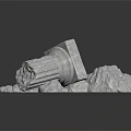 Ancient Collapsed Stone Column With Scattered Debris And Broken Rocks 3d model
