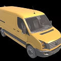 Yellow Commercial Van 3D Model Exterior Design With Black Accents Front View
