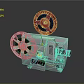 Vintage Classic PRIMA Film Projector With Red White Reels Gray Body