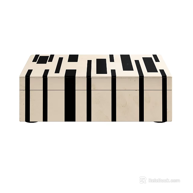 Modern Minimalist Decorative Ornament Set White Base With Black Geometric Stripes And Squares 3d model 