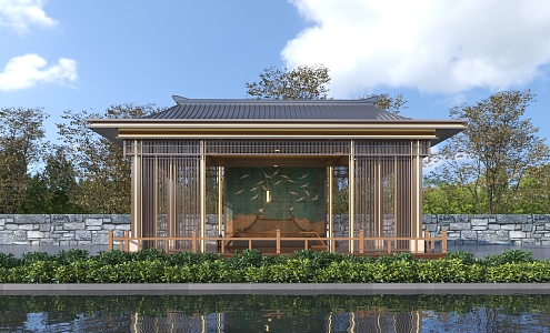 New Chinese Pavilion Landscape Pavilion 3d model