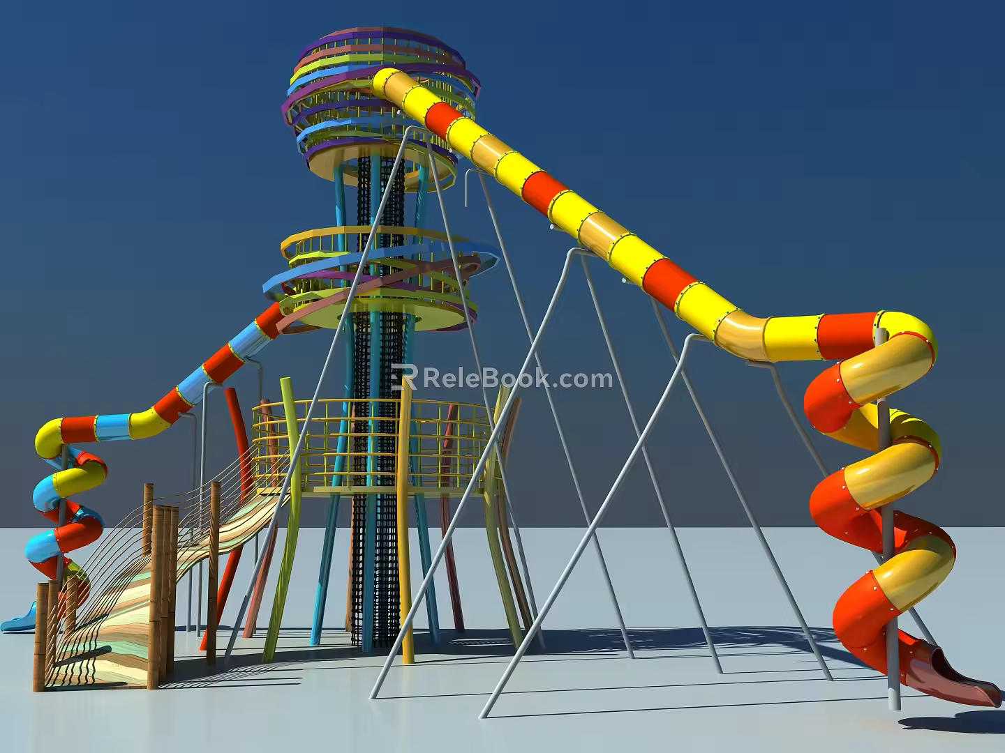 Modern slide large outdoor slide for children 3d model
