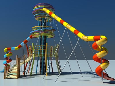 Modern slide large outdoor slide for children 3d model