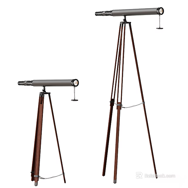 Industrial Measuring Equipment with Tripod Stand Long Cylindrical Component and Chain 3d model 