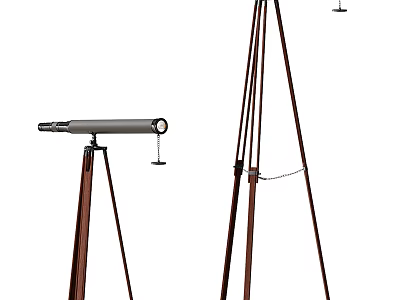 Industrial Measuring Equipment with Tripod Stand Long Cylindrical Component and Chain 3d model