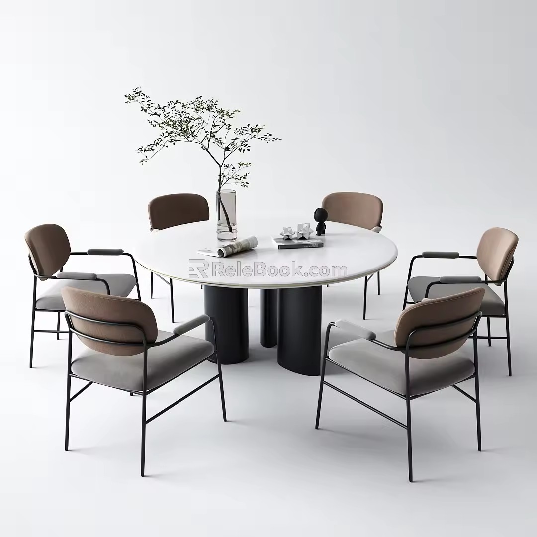 Modern Dining Table and Chair Combination 3d model