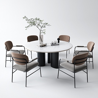 Modern Dining Table and Chair Combination 3d model