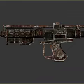 Futuristic Sci Fi Weapon Featuring Red Brown Textured Surface Scope Barrel And Mechanical Grip 3d model