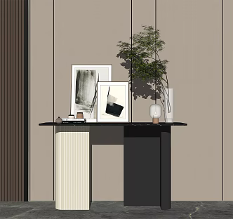 Modern End View Decorative Cabinet Entrance Cabinet Plant Decoration 3d model