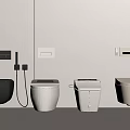 Modern Bathroom Toilet Collection Showcasing Black Wall Mounted And White Freestanding Designs