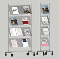 Multi Tiered Mobile Bookcase With Various Themed Books And Rolling Wheels