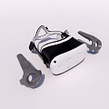 White VR Headset With Two Controllers For Virtual Reality Experience 3d model