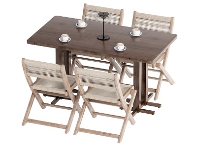 Dining Table and Chair Combination Log Style Dining Table and Chair Combination model