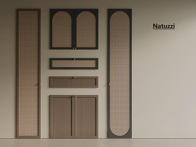 Modern Natuzzi Wooden Door And Panel Design With Grid Pattern For Interior Furniture 3d model