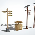 Solar Powered Outdoor Lights With Traditional Wooden Lantern Design For Garden Pathway Decoration