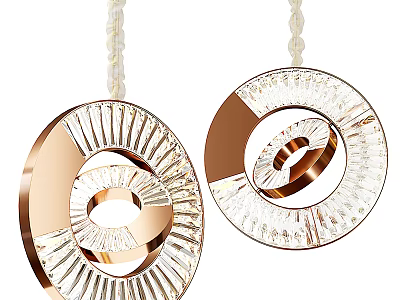 Modern Elegant Crystal Chandelier With Rose Gold Metal Circular Ring Design 3d model