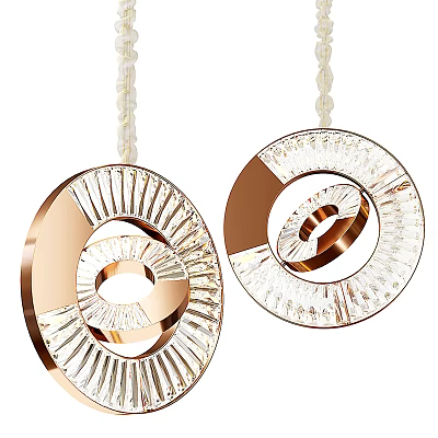 Modern Elegant Crystal Chandelier With Rose Gold Metal Circular Ring Design 3d model