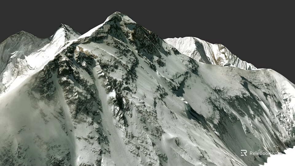 Detailed Microtopography Of Snowy Mountain With Natural Snow Cover And Texture 3d model 