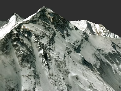Detailed Microtopography Of Snowy Mountain With Natural Snow Cover And Texture 3d model