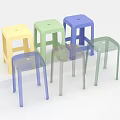 Colorful Transparent Stools Modern Design for Home Interior Decor with Yellow Green Blue and Clear Colors