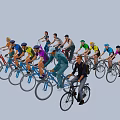 Group of People Riding Colorful Bicycles Together in Outdoor Activity