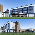 Modern School Simple School 3d model