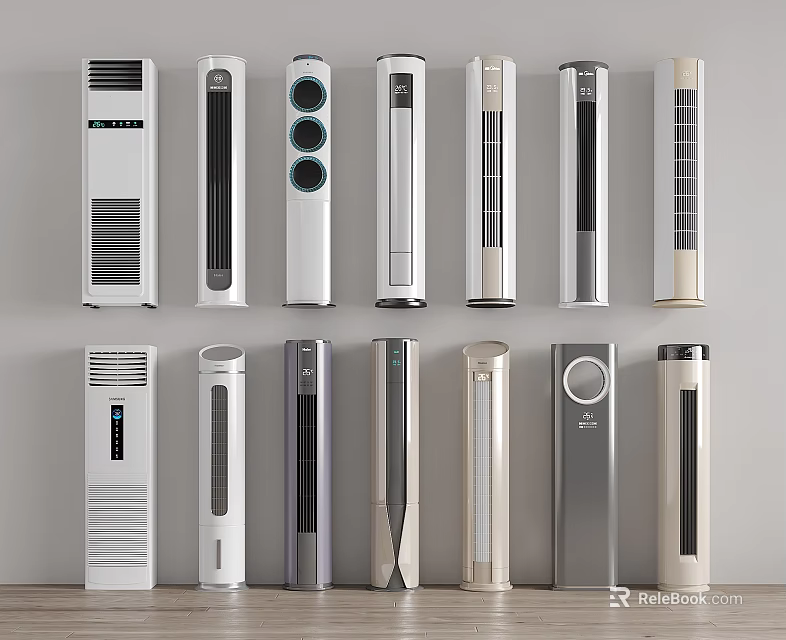 A Variety Of Tower Air Conditioner Fans In Different Designs 3d model 