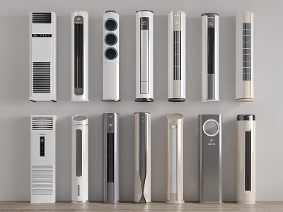 A Variety Of Tower Air Conditioner Fans In Different Designs 3d model