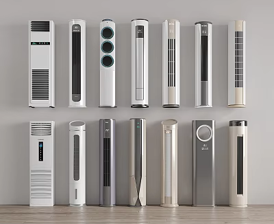 A Variety Of Tower Air Conditioner Fans In Different Designs 3d model