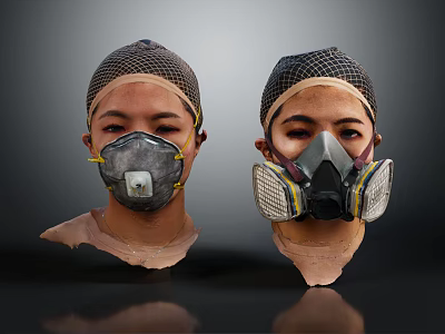 Breathable Mesh Caps With Respirator Masks For Protective Safety Wear Design 3d model