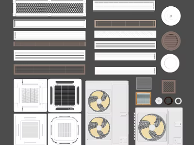 Different Air Conditioner Vent Types Featuring Grille Designs And Color Options For Home Interiors 3d model