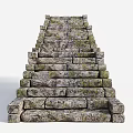 Old Slab Steps Modern Stone Steps Country Stone Steps Old Strip Stone Block Stone Old Slab Green Slab 3d model