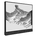 Monochrome Background Wall Art With 3D Mountain Design And Marble Base 3d model