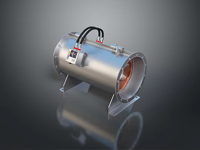 Industrial Metal Cylindrical Equipment With Black Cables Control Panel And Metal Stand 3d model