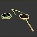 Set of Two Magnifying Glasses and Metal Tool with Golden Finish and Sturdy Handles