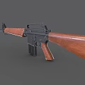 Classic Military Rifle With Wooden Stock Handguard And Black Metal Barrel Magazine
