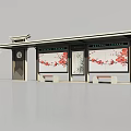 Traditional Style Roadside Bus Shelter With Plum Blossom Billboards Clock And Benches