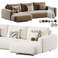 Multi Seater Sectional Sofa With Color Material Options Pillows And Decorative Balls 3d model