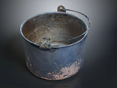 Old Rusted Metal Bucket With Handle As Worn Daily Household Item 3d model