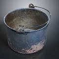Old Rusted Metal Bucket With Handle As Worn Daily Household Item