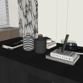 Modern Table Ornaments Books Pottery Pot Mortar Candle 3d model