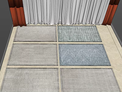 Modern Square Area Rugs with Various Textures and Neutral Blue Tones for Home 3d model
